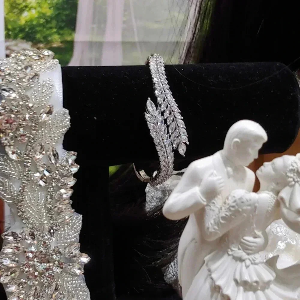 8pc. Handmade Unique One-Of-a-Kind Tiara Bridal Package - Picture 3 of 13